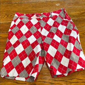 Loudmouth red and gray argyle print golf shorts. Excellent condition. Size 34.